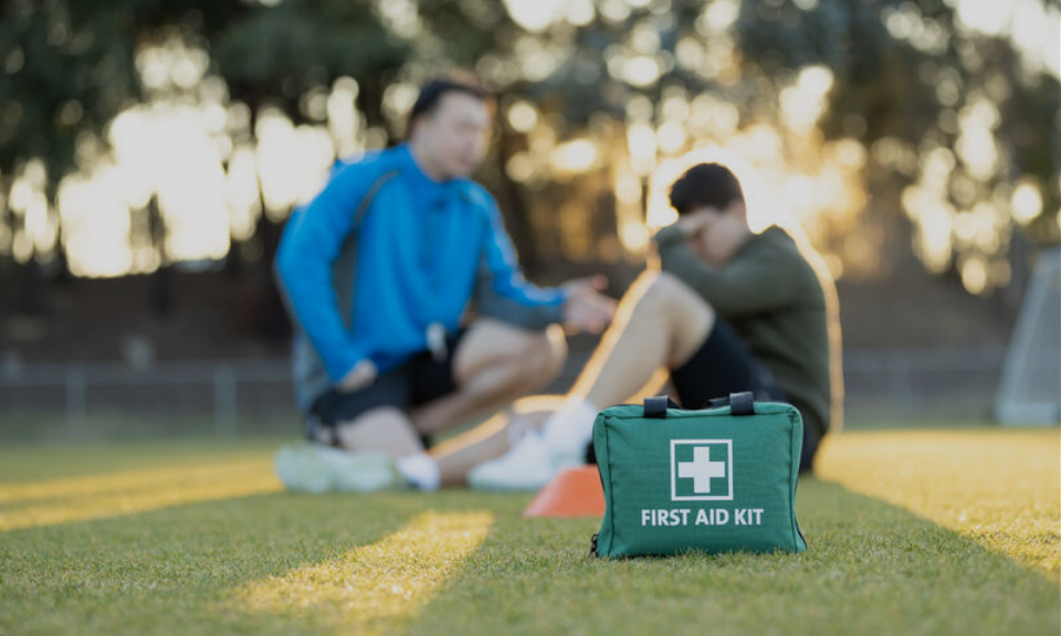 Adult helping hurt child